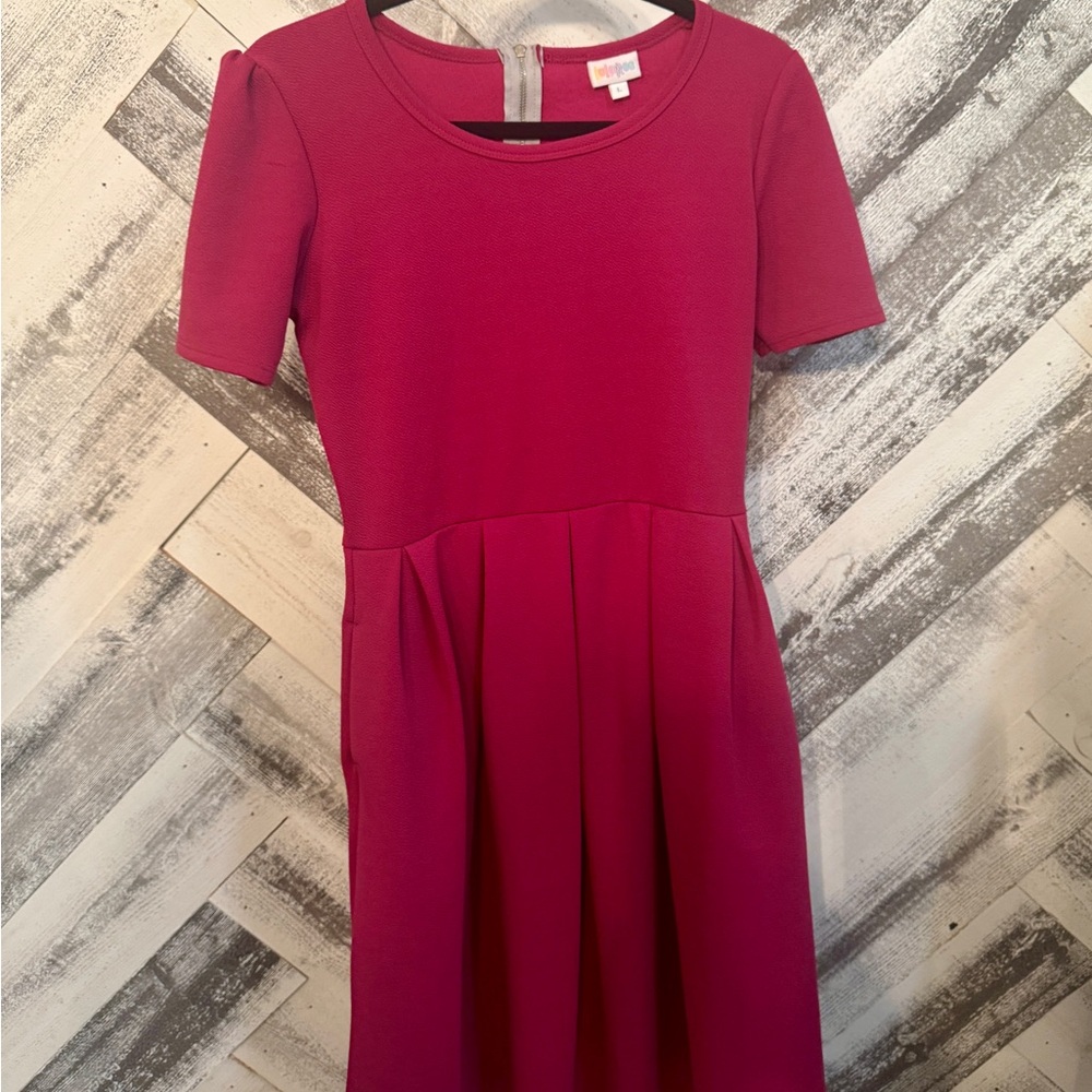 LuLaRoe Fuchsia Midi Dress-Amelia